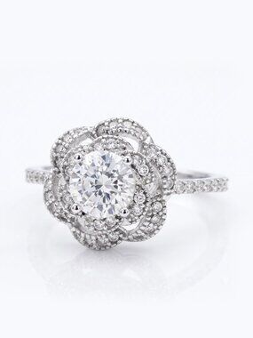Vintage Style Flower Ring - 925 Sterling Silver